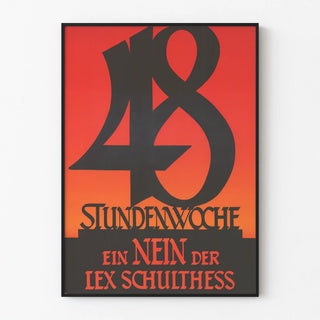 Vintage poster 48-hour workweek - Red and black typographic design