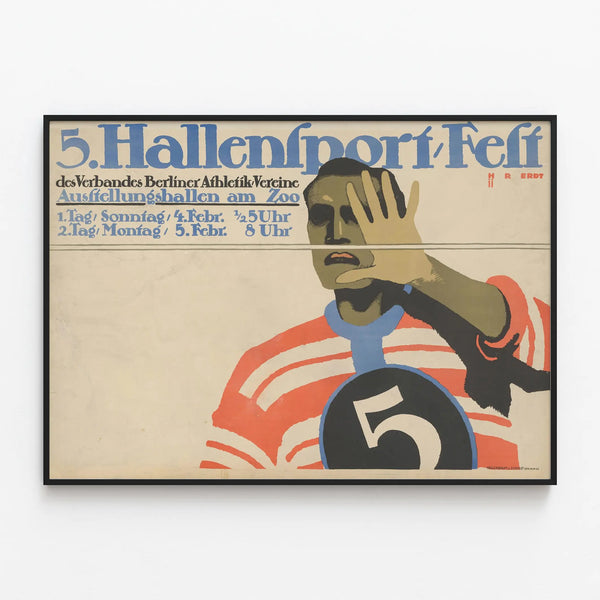 Vintage Sports Poster 5th Hall Sports Festival Berlin — framed artwork on a wall