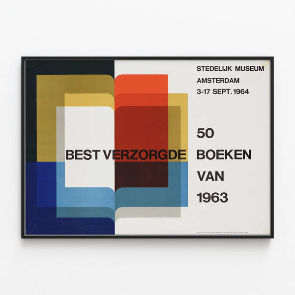 Vintage Poster Expo 50 Best Well-Designed Books - Amsterdam 1964 — framed artwork on a wall