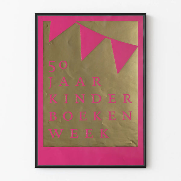 Vintage wall decoration poster celebrating 50 years of Kinderboekenweek