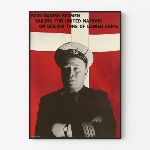 Vintage Danish Sailor Poster with Flag for Wall Decoration