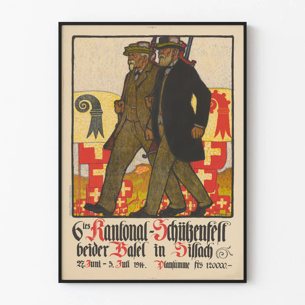 Vintage poster of the 6th Cantonal Shooting Festival Basel 1914