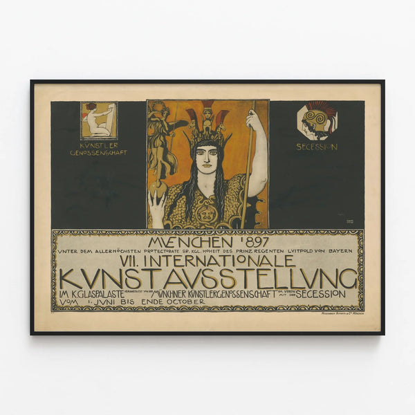 Vintage Poster of the 7th International Art Exhibition Munich 1897 — framed artwork on a wall