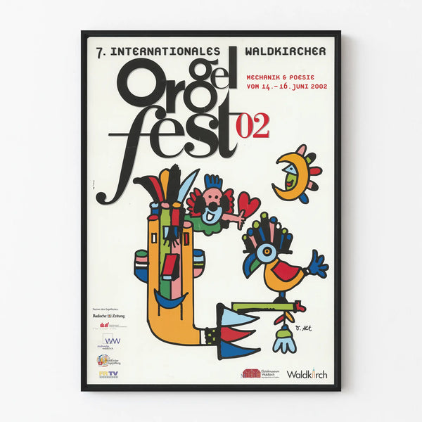 Colorful wall decoration poster for the 7th International Waldkirch Organ Festival 2002