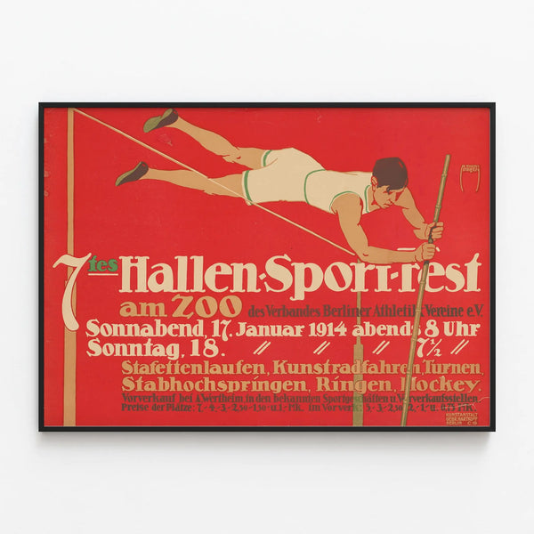 Vintage Poster 7th Hallen-Sport-Fest 1914 Berlin — framed artwork on a wall