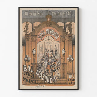 Vintage poster Bal Masqué Élysée Montmartre Boulevard Rochechouart