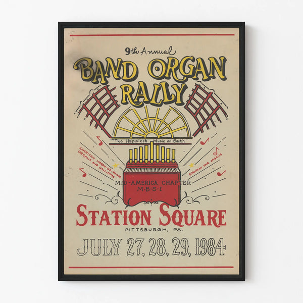 Vintage poster for the 9th Annual Band Organ Rally 1984