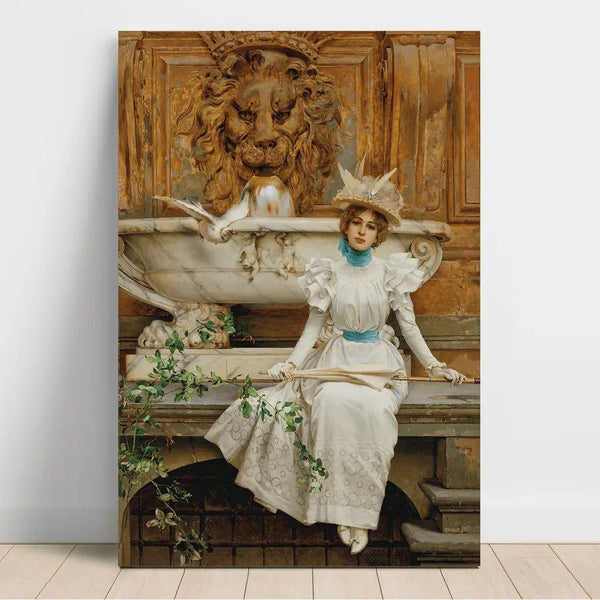 Reproduction of the painting À la fontaine (Les deux colombes) - Vittorio Matteo Corcos