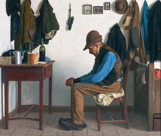 Almueinteriør painting with seated elders - A.C. Terslse — artwork view