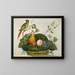 Fruit Basket Painting with Parrot - A. M. Randall — framed artwork on a wall