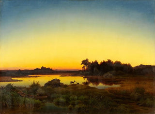 Landscape with Deer at Sunset - Anton Zwengauer — artwork view