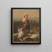 Girl with Geese and Goslings with Mountains in the Background - A. C. Kaufmann — framed artwork on a wall