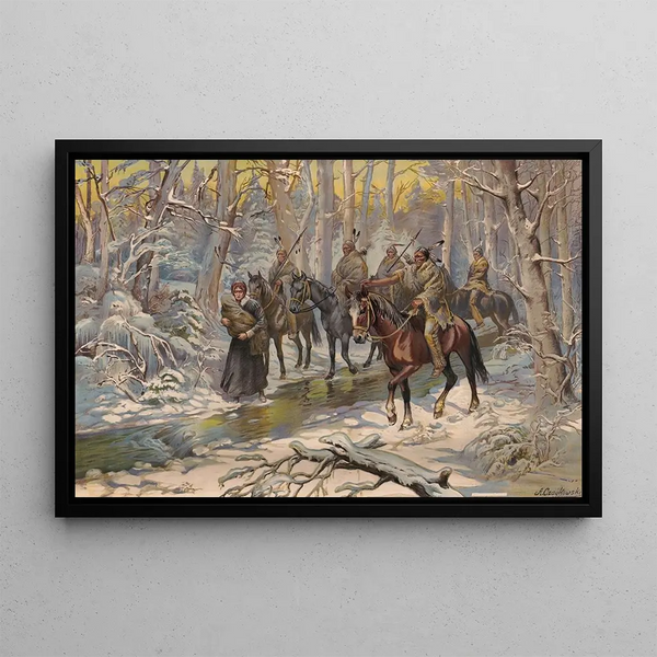 Mme Rowlandson and her captors - A Czaykowsky — framed artwork on a wall