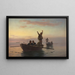 Fish clock fishing painting with drifting net, early morning - A Dorph — framed artwork on a wall