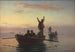 Fish clock fishing painting with drifting net, early morning - A Dorph — artwork view