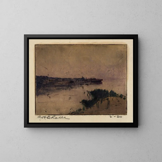 A creek on the Potomac - A H O Rolle — framed artwork on a wall