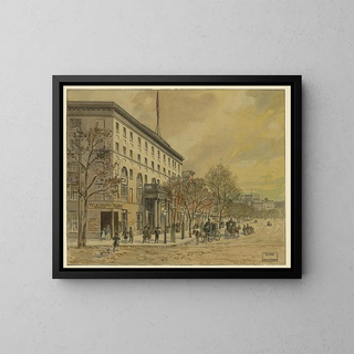 View of Washington looking down Pennsylvania Avenue towards the unfinished Capitol, National Hotel on the left n° 1 - A Meyer — framed artwork on a wall