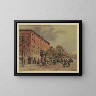 Washington View painting, looking along Pennsylvania Avenue towards the unfinished Capitol, National Hotel on the left, no. 2 - A Meyer — framed artwork on a wall