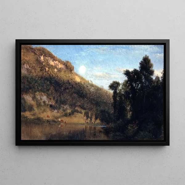 Contreforts du Berkshire, pleine lune sur Meadowbrook - Aaron Draper Shattuck — framed artwork on a wall