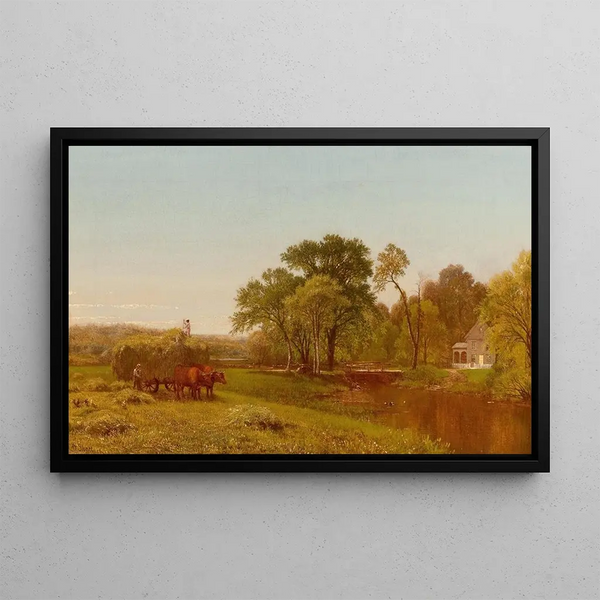 La charrette de foin, Granby, Connecticut - Aaron Draper Shattuck — framed artwork on a wall