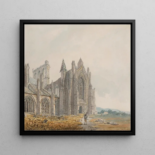 Abbey of Melrose in Scotland - Thomas Girtin — framed artwork on a wall