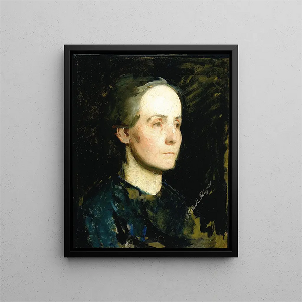 Portrait of Woman Mlle Gertrude Bloede - Abbott Handerson Thayer — framed artwork on a wall