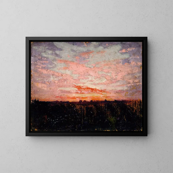 Study of sunrise or sunset for a book on coloration in the animal kingdom - Abbott Handerson Thayer — framed artwork on a wall