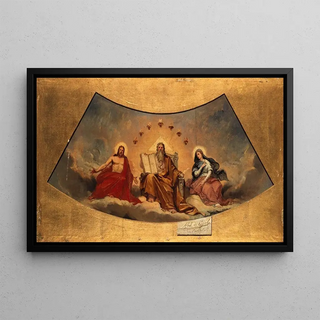 The Eternal Father, Christ, and the Virgin - Abel de Pujol — framed artwork on a wall