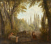 a park landscape with women and children near a fountain - Abraham Louis Rodolphe Ducros — artwork view