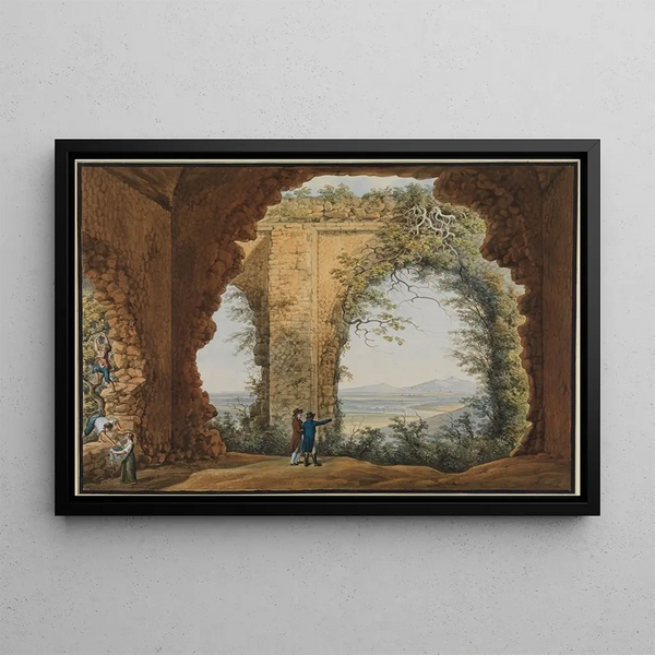 View from Mécène's villa on Monte Cavo and Rocca di Papa - Abraham Louis Rodolphe Ducros — framed artwork on a wall