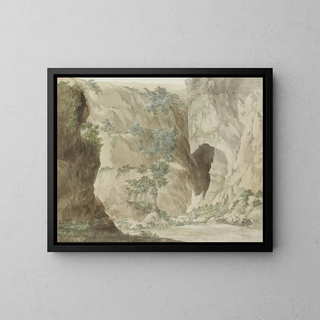 Outdoor cave wall painting of Denys Ear - Abraham Louis Rodolphe Ducros — framed artwork on a wall