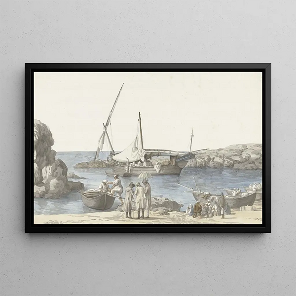 View of Tarent and the port of Luogo Vivo - Abraham Louis Rodolphe Ducros — framed artwork on a wall