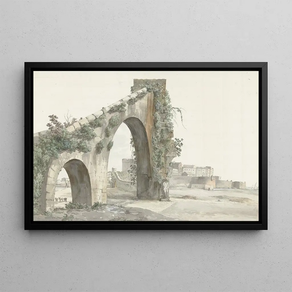 View of the Aqueduct and the City of Tarentum - Abraham Louis Rodolphe Ducros — framed artwork on a wall
