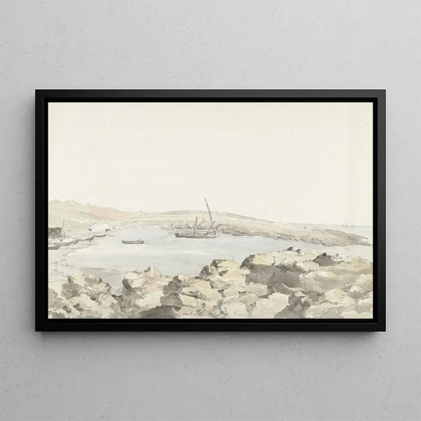 View of the Luogo Vivo port - Abraham Louis Rodolphe Ducros — framed artwork on a wall
