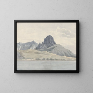 Vue de la côte de Pentidatilo en face du cap Spartivento - Abraham Louis Rodolphe Ducros — framed artwork on a wall