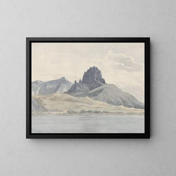 Vue de la côte de Pentidatilo en face du cap Spartivento - Abraham Louis Rodolphe Ducros — framed artwork on a wall