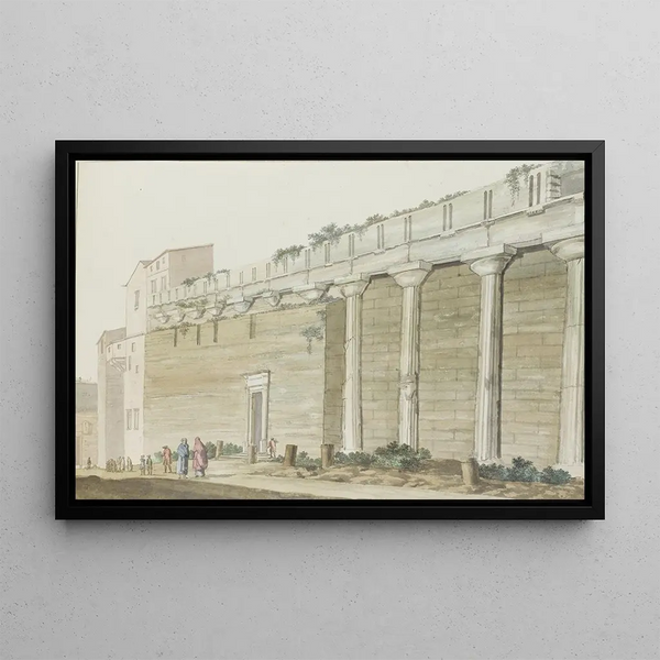 View of the ancient temple of Minerva on the island of Syracuse - Abraham Louis Rodolphe Ducros — framed artwork on a wall
