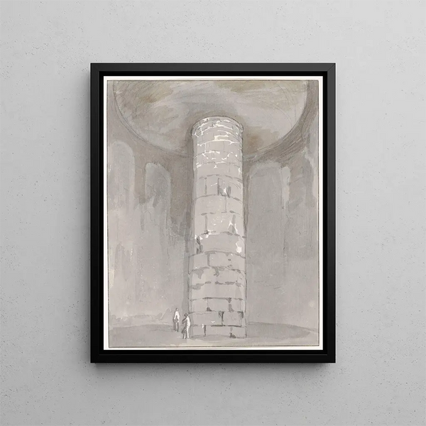 Interior painting of the tower on Cicero's tomb between Itri and Gaeta - Abraham Louis Rodolphe Ducros — framed artwork on a wall