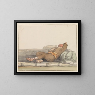 Costumes traditionnels de l'île de Gozo - Abraham Louis Rodolphe Ducros — framed artwork on a wall