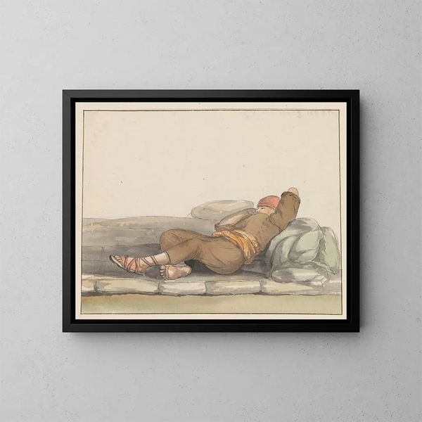 Costumes traditionnels de l'île de Gozo - Abraham Louis Rodolphe Ducros — framed artwork on a wall