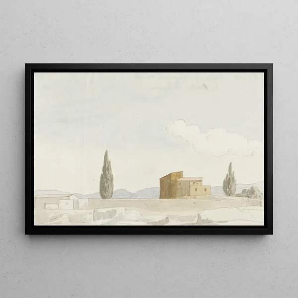 Country House at the Foot of Monte Pellegrino - Abraham Louis Rodolphe Ducros — framed artwork on a wall
