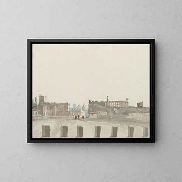 the Old Palace of Queen Jeanne at the exit of Naples through the Porta Capuana - Abraham Louis Rodolphe Ducros — framed artwork on a wall