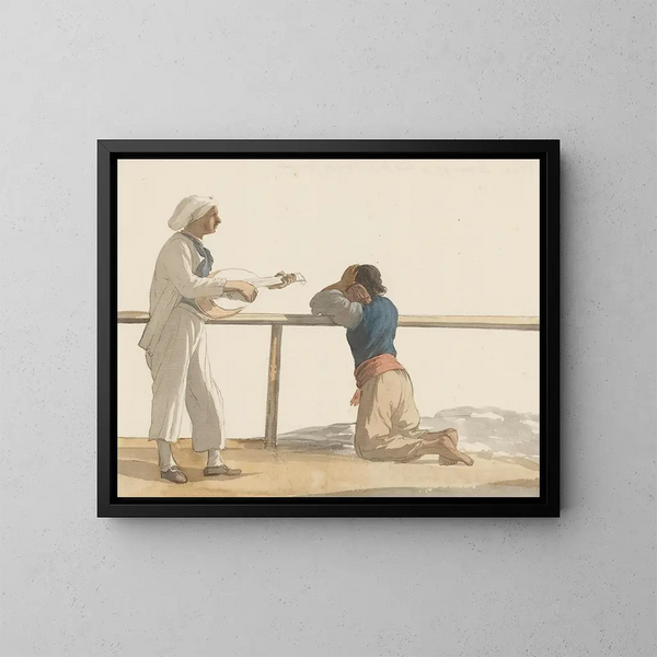 People on board the ship l'Heureuse Marianne - Abraham Louis Rodolphe Ducros — framed artwork on a wall
