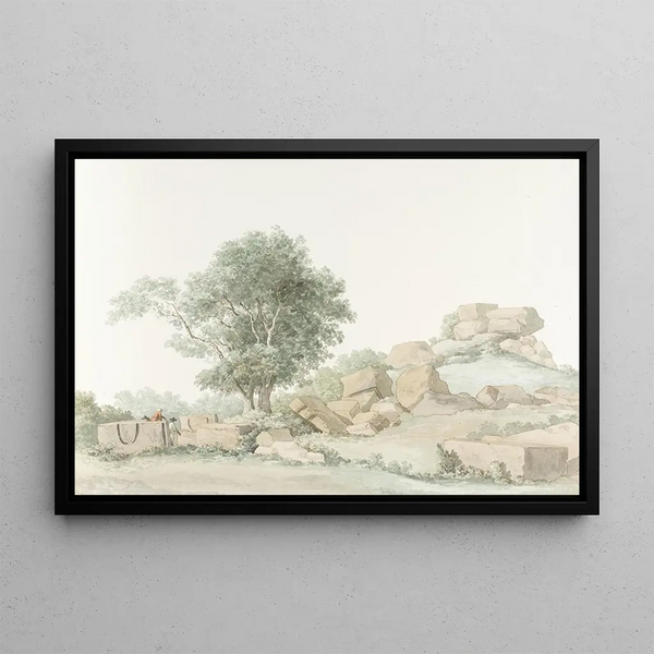 Ruins of the Temple of Zeus Olympian in ancient Agrigento - Abraham Louis Rodolphe Ducros — framed artwork on a wall