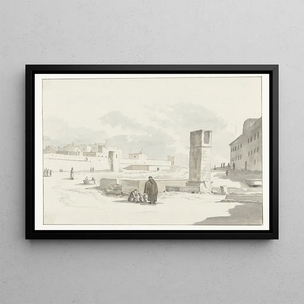 View of the city in Giovenazzo - Abraham Louis Rodolphe Ducros — framed artwork on a wall