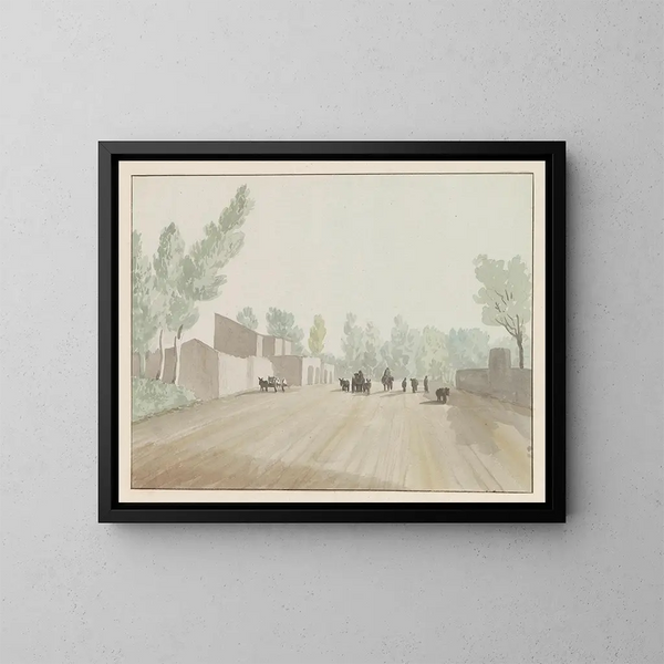 Street scene at the exit of Naples near Cisterna - Abraham Louis Rodolphe Ducros — framed artwork on a wall