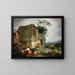a cottage with peasants tending goats - Abraham Bloemaert — framed artwork on a wall