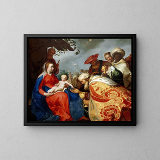 Adoration of the Magi - Abraham Bloemaert — framed artwork on a wall
