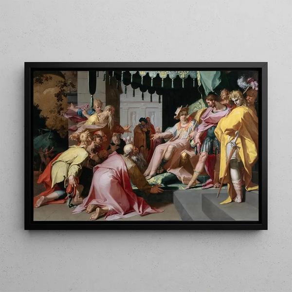 Joseph and His Brothers - Abraham Bloemaert — framed artwork on a wall