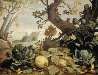 Landscape painting with fruits and vegetables in the foreground - Abraham Bloemaert — artwork view
